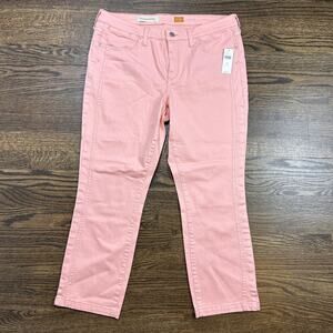 Pilcro And The Letterpress Stet Pants Womens 32 Pink Mid Rise Classic Crop Denim